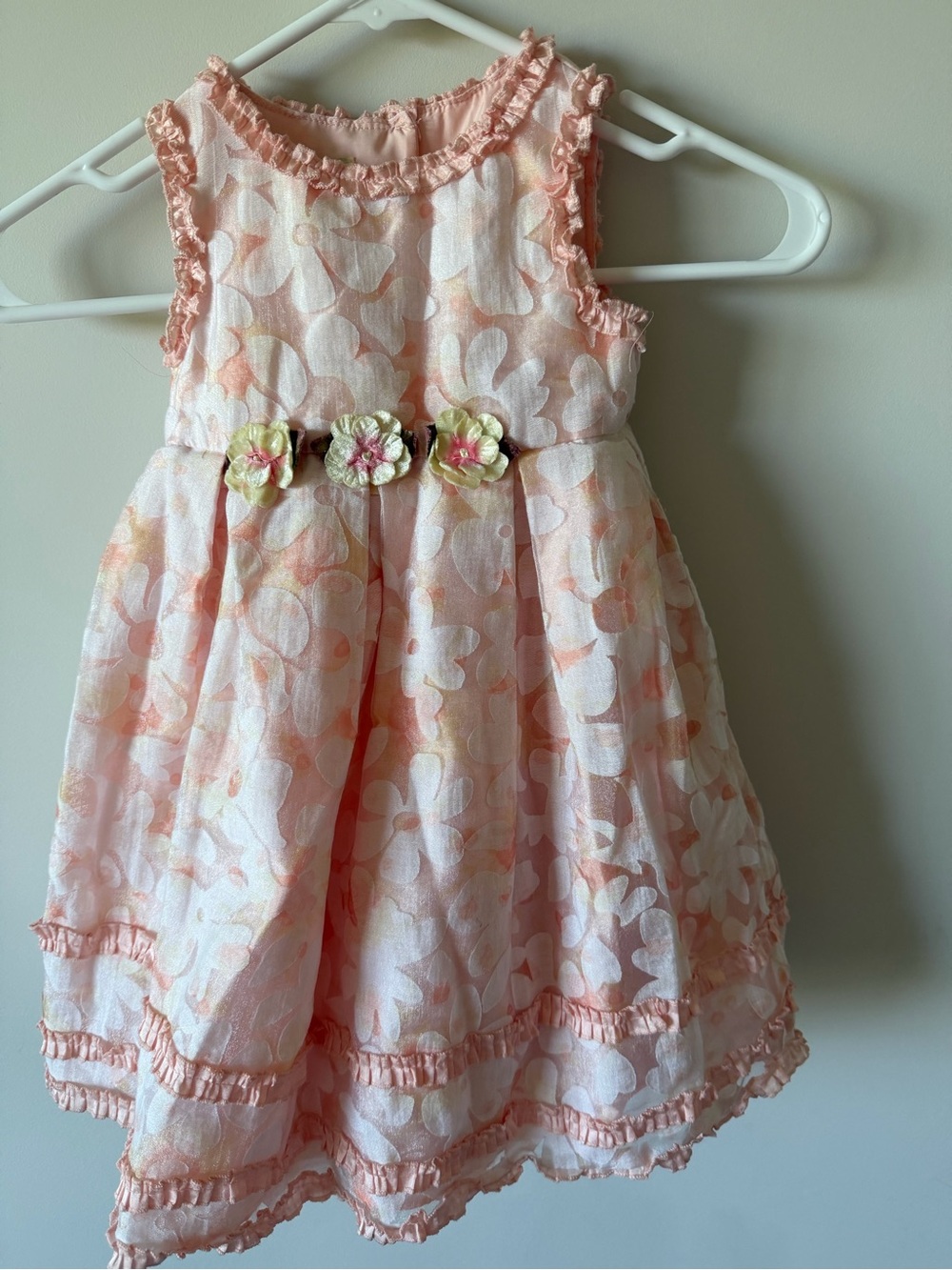 Marmellata Baby Girl Coral Floral Sleeveless Dress Size 24m